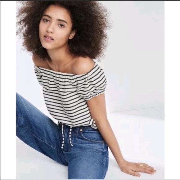 Madewell Tops - Madewell striped melody off shoulder top Size XXS